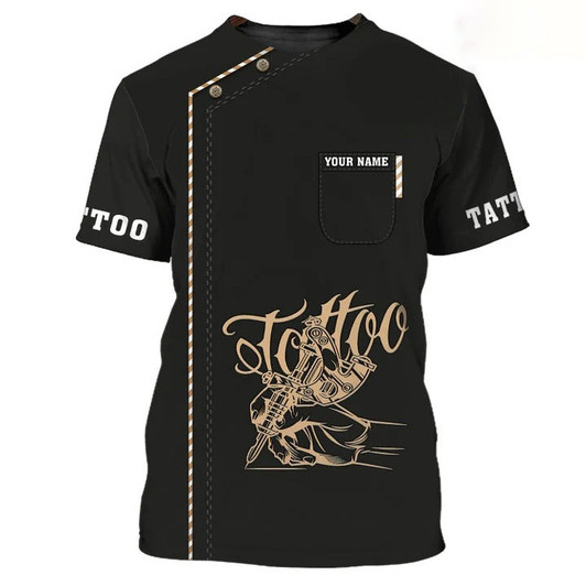 FUNSTUFFPRINT Tattoo Artist Personalized 3D TShirt Classic Tattoo Uniform, Tattoo Studio Tshirt, Christmas Present For Tattoo 3D T-shirt