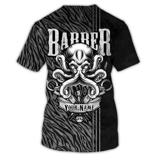 FUNSTUFFPRINT Personalized 3D All Over Print Barber Shirt, Barber Shop Animal Gang Tshirt, Barber Gift, Barbershop Uniform 3D T-shirt