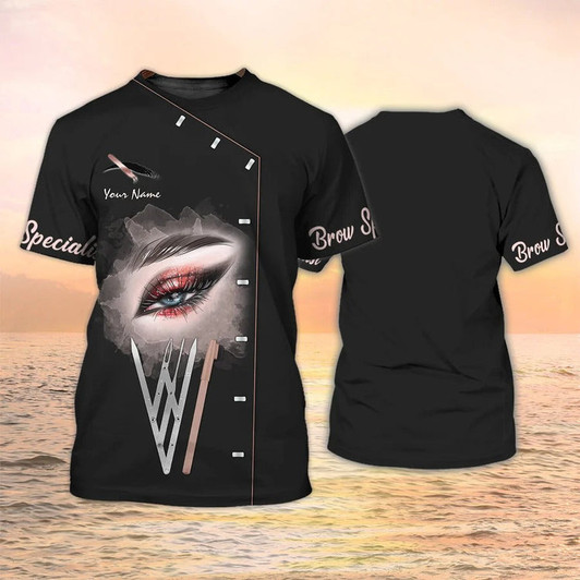 FUNSTUFFPRINT Brow Specialis Personalized Shirt Eyebrow Custom Shirt Brow Lashes Apparel 3D T-shirt