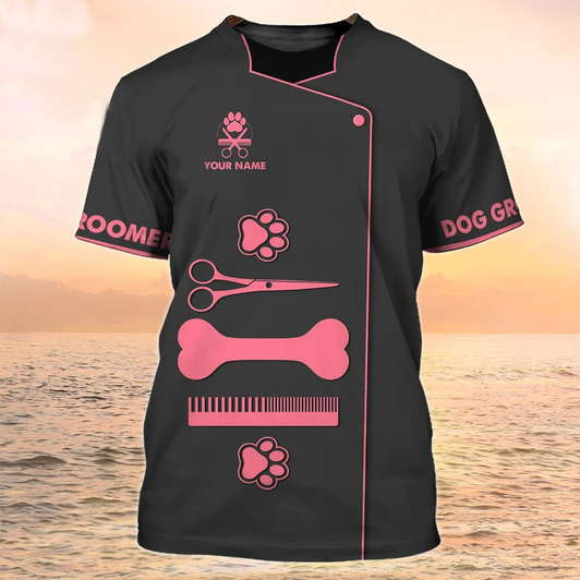 FUNSTUFFPRINT Dog Groomer Tools Shirt Groomer Pesonalized 3D Shirt Grooming Apparel 3D T-shirt