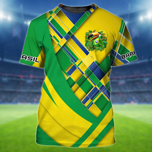 FUNSTUFFPRINT 3D T Shirt For Brasil Soccer Fan, Brazil WC 2022 Shirts Men Women, Support Brazil Football Shirt 3D T-shirt