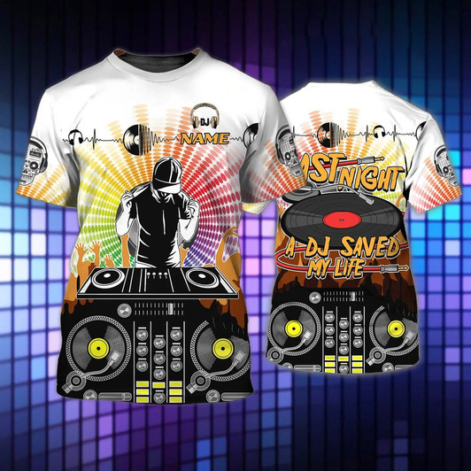 FUNSTUFFPRINT Personalized DJ Shirt, A DJ Save My Life 3D All Over Print T Shirt, Music Shirt, DJ Gift 3D T-shirt