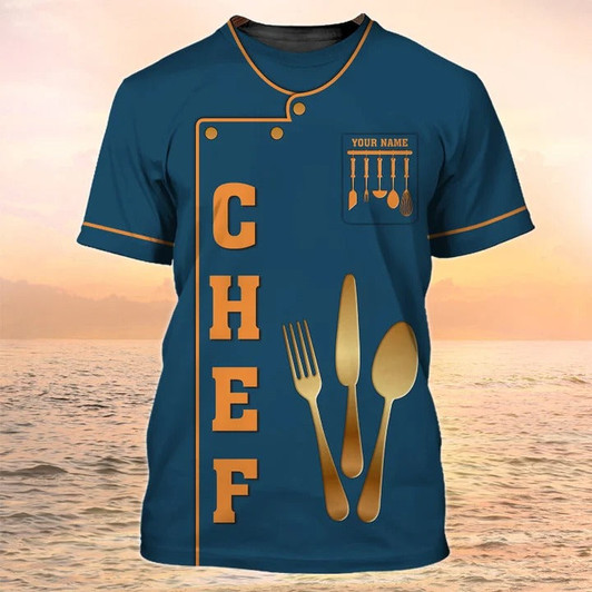 FUNSTUFFPRINT Customized Chef Shirt Chef Apparel Chef Wear Cook T Shirt 3D Men Women 3D T-shirt