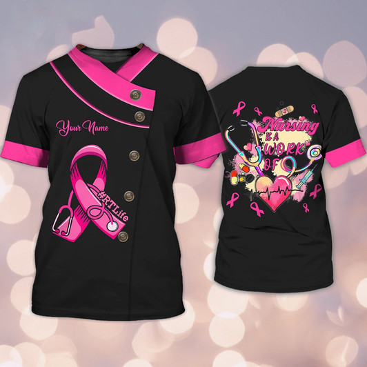 FUNSTUFFPRINT Custom With Name Rtlife Breast Cancer Awareness 3D All Over Print Shirt (Non Workwear) 3D T-shirt