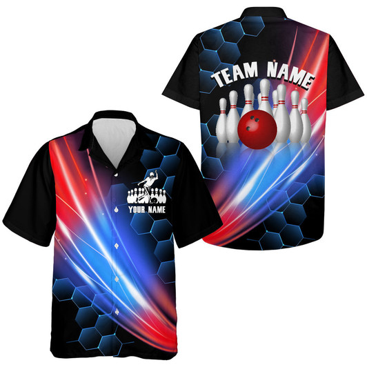 Custom Hawaiian Bowling Shirt For Women Men Custom Bowling Jersey Black Bowling Team Shirt