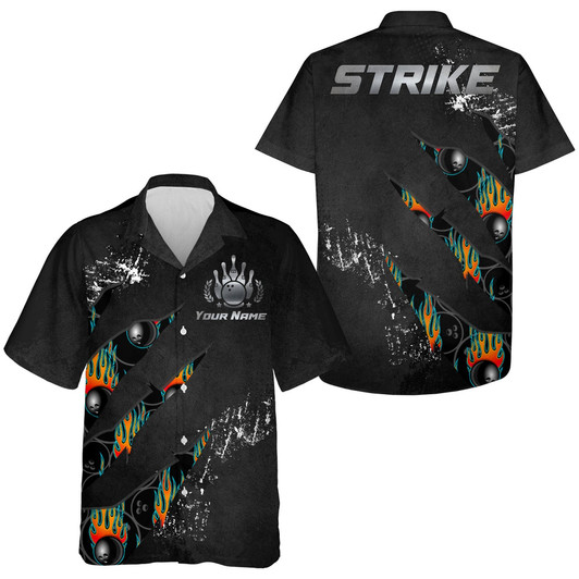 Custom Men Women Custom Hawaiian Bowling Shirt, Strike Bowlers Jersey Short Sleeve Button-down Cool Shirt