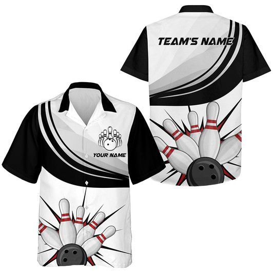 Custom Personalized Hawaiian Bowling Shirt for Men Women, Custom Team Bowling Short Sleeve Bowlers Jersey