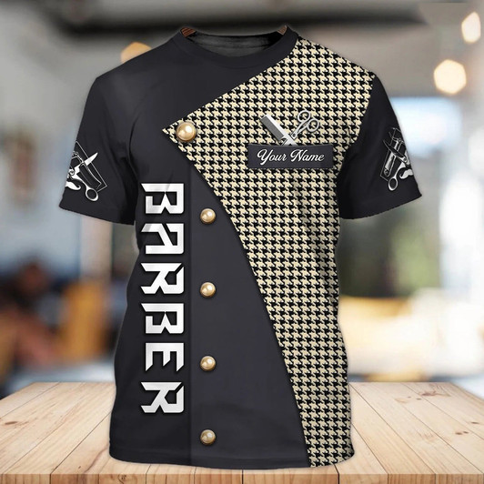 FUNSTUFFPRINT Custom Barber Tshirt Men Women, Unisex Premium Shirt Uniform For Barber Shop 3D T-shirt
