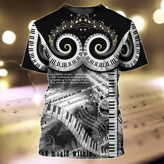 FUNSTUFFPRINT 3D Full Printed Piano Shirts Men Women Pianist 3D Tshirt Gift To Piano Lovers 3D T-shirt