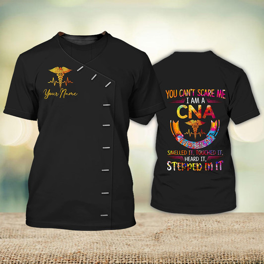 FUNSTUFFPRINT Custom Name 3D Black T Shirt For Can Nurse, Nurse Life Certified Nursing Assistant Uniform 3D T-shirt