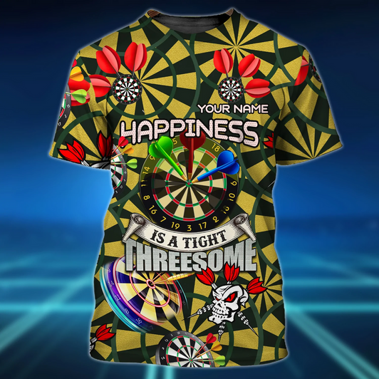 FUNSTUFFPRINT Personalized Name Happiness Dart 3D Shirt Cool Dart Player Uniform Shirts Men Women 3D T-shirt