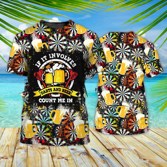 FUNSTUFFPRINT Customized 3D Dart And Beer T Shirt Vintage Dart Shirt Dart Player Team Uniform 3D T-shirt