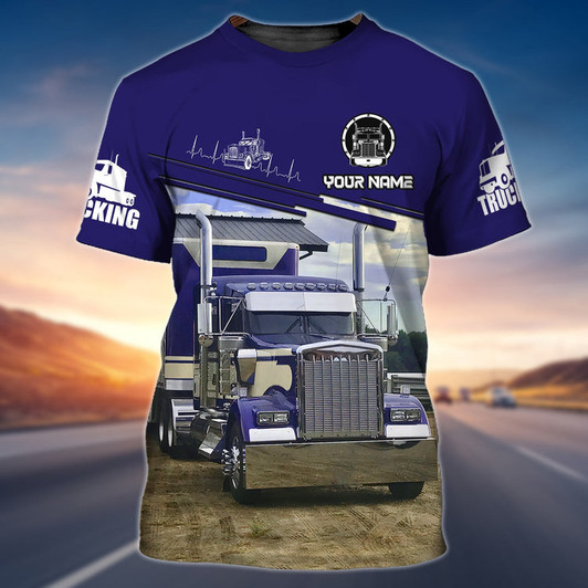 FUNSTUFFPRINT Customized 3D All over Print Truck On Shirt Blue Trucker Man T Shirt Trucker Uniform Coolspod 3D T-shirt