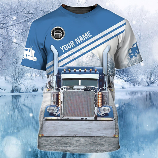 FUNSTUFFPRINT Customized Trucker T Shirt 18 Wheels Move The World Custom 3D Trucker Shirt Men 3D T-shirt