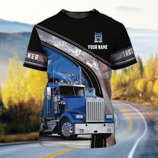FUNSTUFFPRINT Personalized 3D T Shirt For A Trucker, Custom Trucker Shirt Man, Proud Truck Man Shirts 3D T-shirt