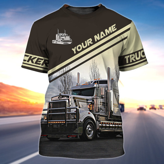 FUNSTUFFPRINT Personalized Cute Truck Driver T Shirt 3D Shirt For Trucker Man Oversize Trucker Shirts 3D T-shirt