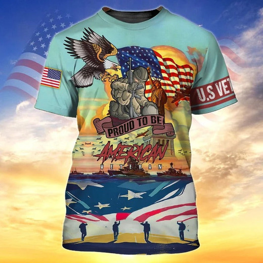 FUNSTUFFPRINT 3D Veteran Shirt Memorial Days Proud To Be American T Shirts 911 Shirts 3D T-shirt