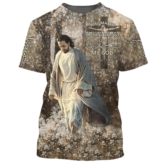 FUNSTUFFPRINT Way Maker Miracle Worker My God T Shirt Christian Shirt Jesus Lover Gifts 3D T-shirt