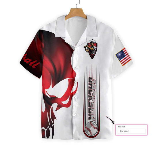 Custom Personalized Skull Baseball Hawaiian Aloha Shirts Custom Name