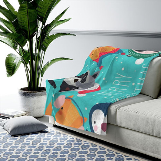 FUNSTUFFPRINT Animal Lovers Velveteen Plush Blanket-Cozy Blanket-Comfy Blanket-Christmas