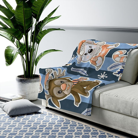 FUNSTUFFPRINT Koala Bear-Deer Velveteen Plush Blanket-Cozy Blanket-Comfy Blanket-Christmas