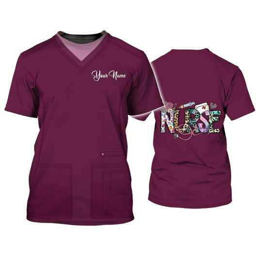 FUNSTUFFPRINT Personalized Name 3D Nursing Graduate T shirt Registered Nurse Shirts 3D T-shirt