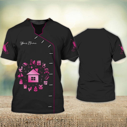 FUNSTUFFPRINT Custom With Name Housekeeper 3D Shirt Housekeeping Essential Housekeeper Uniform 3D T-shirt