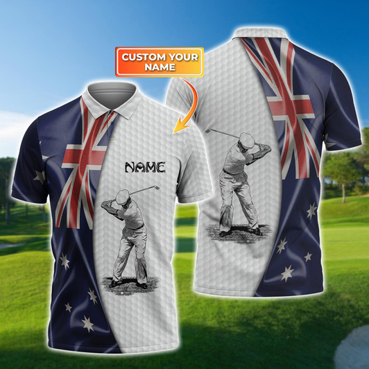 FUNSTUFFPRINT - Personalized Name   Golf 3D Polo Shirt