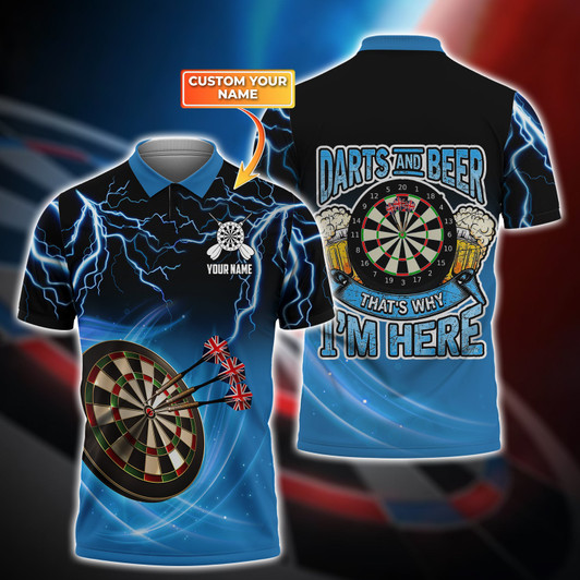 FUNSTUFFPRINT Darts - Personalized Name 3D Polo Shirt