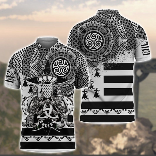 FUNSTUFFPRINT Brittany Celtic 3D Polo Shirt