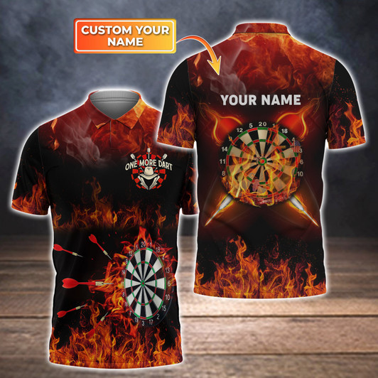 FUNSTUFFPRINT One More Dart - Personalized Name 3D Polo Shirt ( Custom Back)