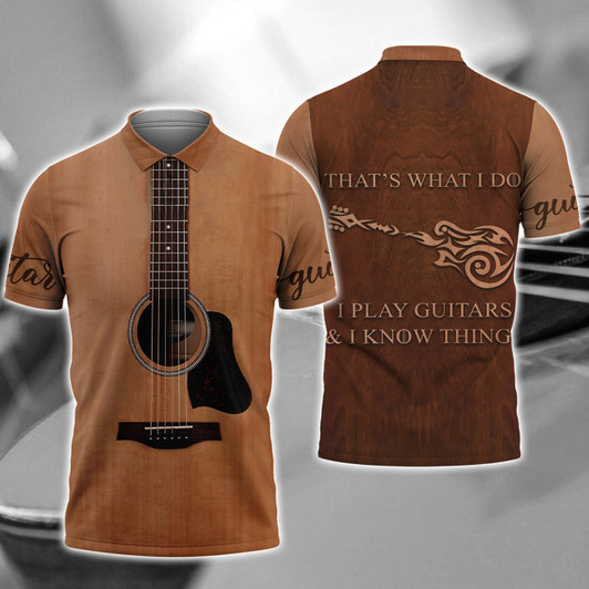 FUNSTUFFPRINT I Play Guitars And I Know Things  3D All Over Print Polo Shirt Size S-5XL