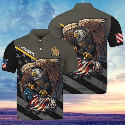 FUNSTUFFPRINT  Veteran - Personalized Name 3D Polo Shirt
