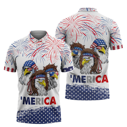 FUNSTUFFPRINT  Eagle American Hawaiian Shirt - Independence Day Is Coming  3D Polo Shirt