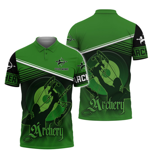 FUNSTUFFPRINT Archery 2 - Personalized Name 3D Polo Shirt