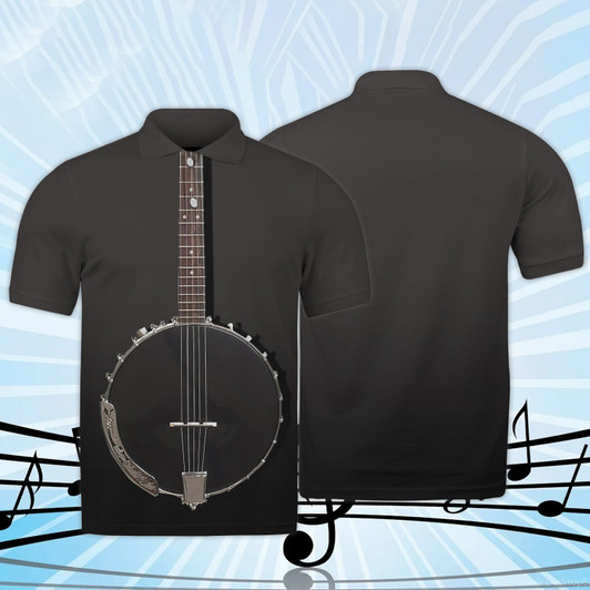 FUNSTUFFPRINT  Guitar Banjo 3D All Over Print Polo Shirt Size S-5XL