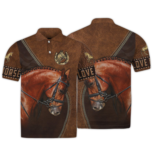 FUNSTUFFPRINT  Love Horse 3D All Over Print Polo Shirt Size S-5XL
