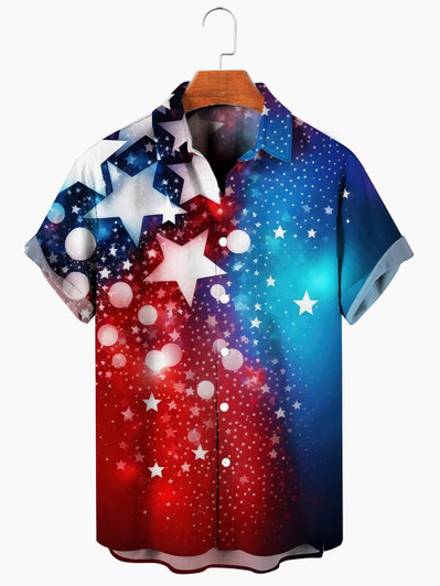 Men's Independence Day Star Print Hawaiian Shirt