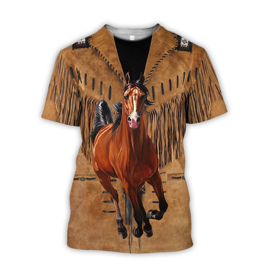FUNSTUFFPRINT 3D All Over Print Love Horse Cowboy Style Unisex Shirt For Cowboy Men Women 3D T-shirt