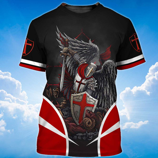 FUNSTUFFPRINT Knight Templar Fighting 3D Shirt Religious Tshirt Coolspod 3D T-shirt