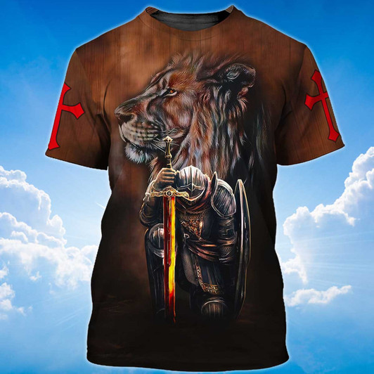 FUNSTUFFPRINT Knight Templar T-Shirt, Faith Over Fear T-Shirt Coolspod 3D T-shirt