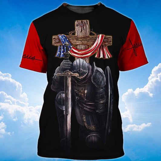 FUNSTUFFPRINT Knight Templar 3D All Over Print Unisex T Shirt 3D T-shirt