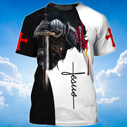 FUNSTUFFPRINT Jesus Is My Everything Shirt Knight Templar Tshirt Love Jesus Shirts 3D T-shirt