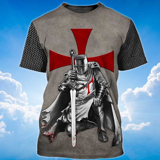 FUNSTUFFPRINT Knight Templar A Child Of God, A Man Of Faith T-Shirt 3D T-shirt