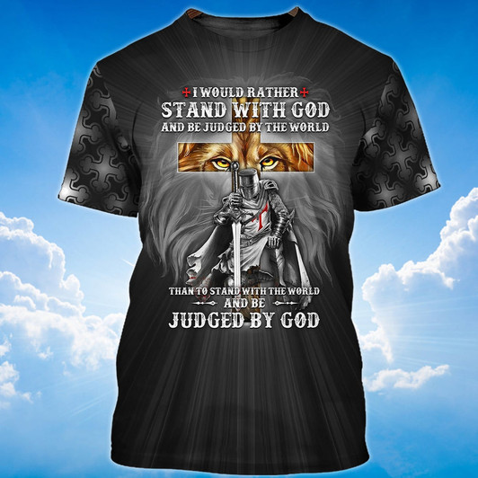 FUNSTUFFPRINT 3D Knight Templar T Shirt I Would Rather Stand With God Shirt Coolspod 3D T-shirt