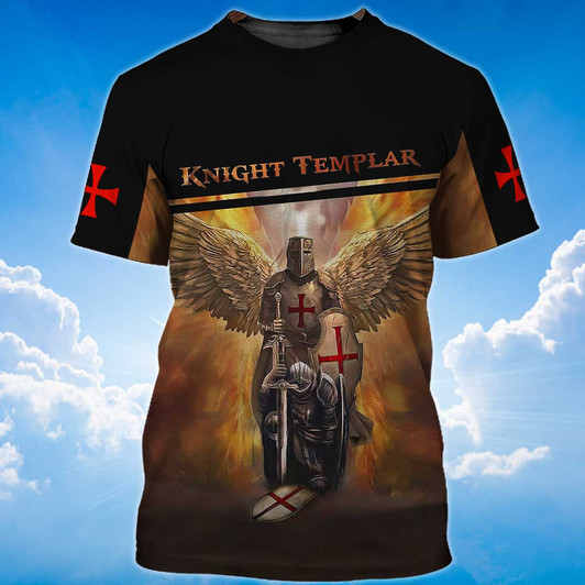 FUNSTUFFPRINT Knight Templar Tshirt Wings Of Knight Templar Shirt 3D T-shirt