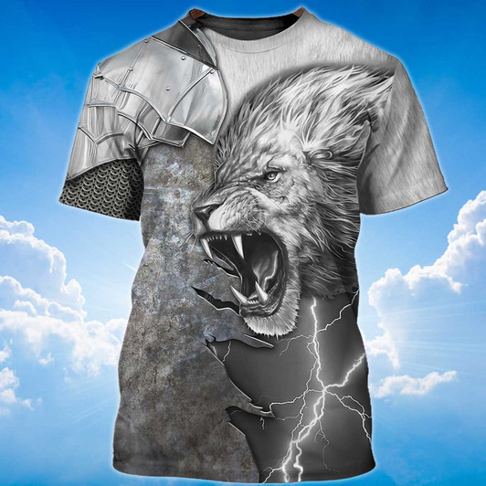FUNSTUFFPRINT Thunder Lion Knight Armo Patterns T Shirt 3D T-shirt