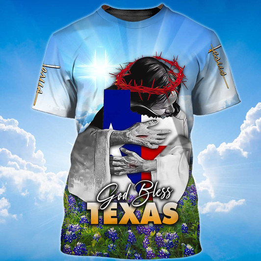 FUNSTUFFPRINT God Bless Texas Shirt Texan Pride T Shirt Men Women 3D T-shirt