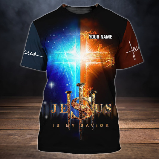 FUNSTUFFPRINT Customized Jesus Is My Savior T Shirt Gift For Christian T Shirt 3D T-shirt