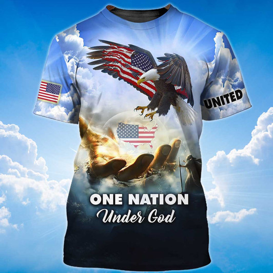 FUNSTUFFPRINT One Nation Under God T Shirt 11 Sep Patriotic Shirts Coolspod 3D T-shirt
